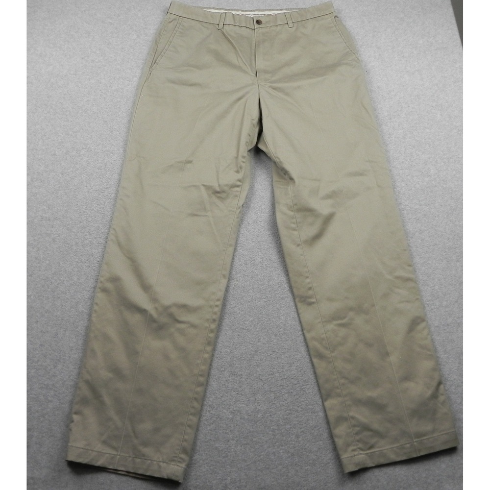 Haggar Chino Pants Mens 36x34 Tan Premium‎ No Iron Straight Combed Cotton Khaki